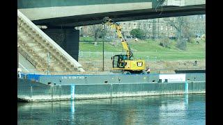 Carolabrücke Dresden, Bohrungsarbeiten in der Flussmitte, Update vom 10.3.2025