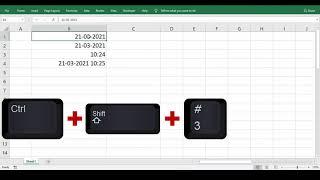 Excel date and time shortcut key and change date and time format