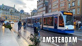 ️ DO TOURISTS LOVE DUTCH RAINY WEATHER? RAINY WALK AMSTERDAM CITY CENTRE 