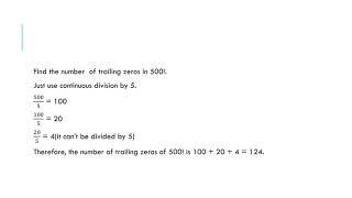 Find the number of trailing zeros in a factorial