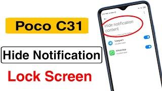 How to Hide Lock Screen Notification Content in Poco C31 | Poco C31 Lock Screen Notification Setting