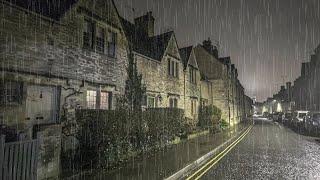 A Night Walk in the Rain in a COTSWOLD Town || ENGLAND || 4K HDR