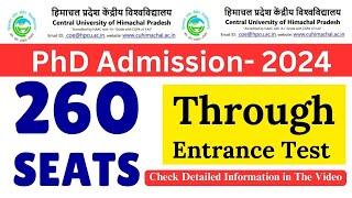 Central University of Himachal Pradesh | PhD Admission 2024-25 | 260+ Seats @universitynewsindia