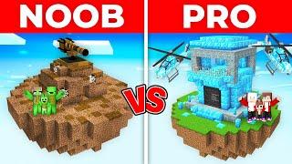 JJ Family & Mikey Family - NOOB vs PRO : Security Skyblock Base Build Challenge in Minecraft!