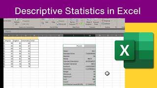 descriptive statistics in Microsoft Excel|how to perform descriptive statistics in Excel