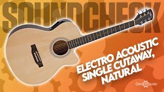 SOUNDCHECK Single Cutaway Electro Acoustic Guitar by Gear4music, Natural | Gear4music Guitars