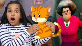 شفا أنقذت القطة من المعلمة الشريرة !! Scary teacher 3D game
