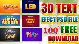 3D Text Effect Psd File Free Download 2022 | Photoshop 3d text styles Pack