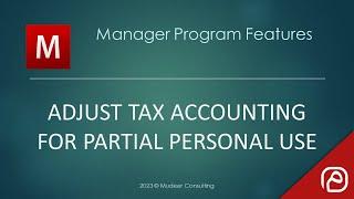 Manager.io Guides: 49 Adjust tax accounting for partial personal use