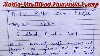 Notice on blood donation camp ll Notice Writing 2021 ll Mathur Study Guide