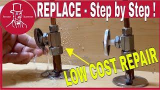 How to Replace a Water Shut Off Valve Under Sink |  Water Leaking from Supply Valve