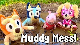   Bluey Muddy Mess with Peppa and Skye | Bluey & Bingo Play Hide & Seek | Bluey Plush Pretend Play