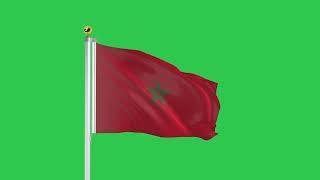 Morocco flag waving on green screen 3D animation