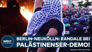 BERLIN-NEUKÖLLN: Steine, Flaschen, Pyrotechnik! Pro-Palästina Demo eskaliert!