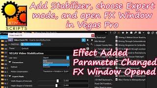 Add Stabilizer, choose "Expert" mode, and open the FX Window in VEGAS Pro