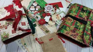 Christmas Junk Journal Kits; Softcover Fabric Journal Covers with Embellishment Kits (SOLD)