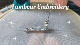 Tambour Embroidery Beading with Crystal AB in silver frames