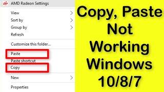 How To Fix Right Click " Copy & Paste Not Working " Problem Windows 10/8/7