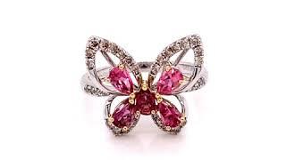 Towne Jewelers 14K T/T Pear Shaped Pink Tourmaline And Diamond Butterfly Fashion Ring