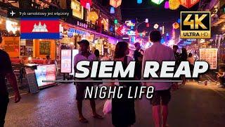 Pub Street Siem Reap Cambodia -walking through touristic nightlife center  4K