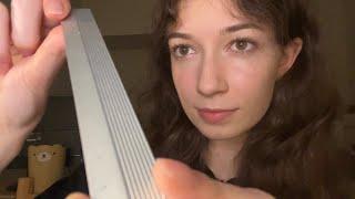 ASMR measuring you in detail (super close whispers & writing sounds)