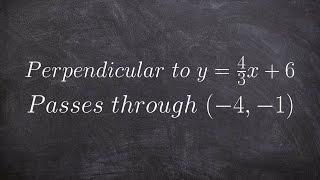 How to write the equation of a line perpendicular to another through a point