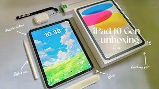  iPad 10th Gen Unboxing 2024  | Silver 🩶 64Gb | Goojodoq Accessories ️ | Aesthetic  Shopee Haul