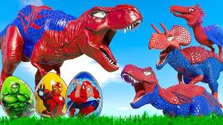 T- Rex Chasing EPIC Dinosaurs Indominus Rex vs ALL SuperHero Dinosaurs Battle Jurassic World