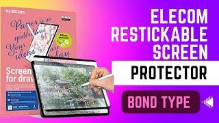 ELECOM BOND TYPE  Detachable Pencil Feel Screen Protector -Nano Suction Drawing/Notetaking UNBOXING