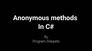 Anonymous method in C#