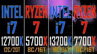 INTEL i7 12700K vs RYZEN 7 5700X vs INTEL i7 13700K vs RYZEN 7 7700X // PC GAMES BENCHMARK TEST //