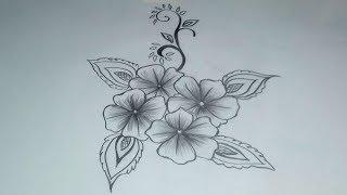 How to Draw a Beautiful flower designs  || Simple flower designs drawing for beginners .