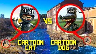 DRONE CATCHES CARTOON DOG attacking CARTOON CAT ! **CARTOON DOG exists**