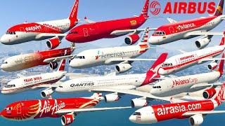 GTA V: Every Red Airbus Airplanes Take Off Test Flight Landing Gameplay