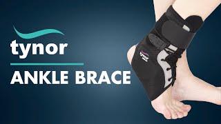 Tynor's ANKLE BRACE (D02) for support, stabilization, of the ankle joint during an injury.