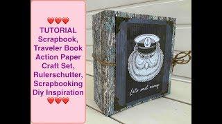 TUTORIAL Scrapbook,Traveler Book Action Paper Craft Set, Rulerschutter, Scrapbooking Diy Inspiration