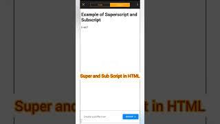 HTML Super Script and Sub script@VRLearnToday  #html #superscript #htmlcoding #example