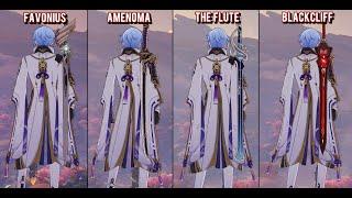 Kamisato Ayato - Favonius vs Amenoma vs The Flute vs Blackcliff - Weapon Comparison | Genshin Impact