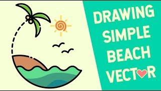 Drawing Simple Beach Illustration Flat Vector Design Using Inkscape