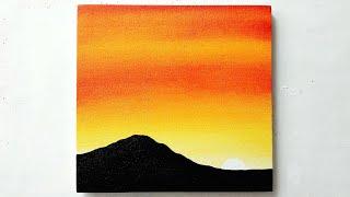 Sunset Painting On Canvas For Beginners Easy And Simple