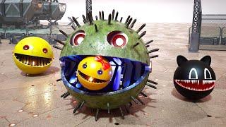 Robot Pacman & Ms. Pacman VS Spiky Monster & Cartoon Cat