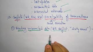 Concurrency Control in dbms |conflicts of serializabity of transactions| DBMS