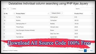 Datatables Individual Column Filter Server Side using PHP Ajax Jquery | Code Hunter