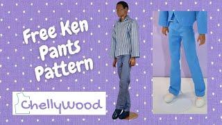 Free Doll Clothes Patterns: Easy to Sew Pants for Ken and Similar 12 inch Male Dolls