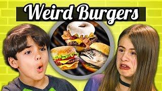 KIDS EAT WEIRD BURGERS! (Donut, Canned, Vegan) | Kids Vs. Food