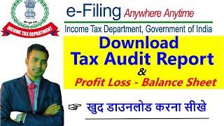 How to Download Tax Audit Report, BALANCE SHEET & PL in new income tax portal