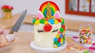  Kue Pelangi Ajaib  Dekorasi Kue Unicorn Pelangi Miniatur yang Berwarna-warni | Resep Kue Mini