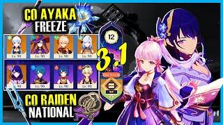 NEW 3.1 Enemies First Try Spiral Abyss Floor 12 - Ayaka Freeze + Raiden National | Genshin Impact