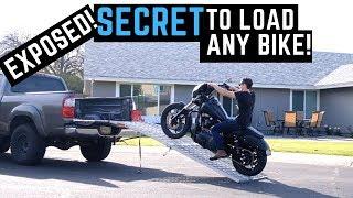 How To Load, Unload & Tie Down ANY Motorcycle in Pickup Truck Alone Harley Goldwing Yamaha Honda