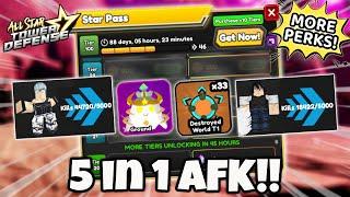 Get More Perks! 5 in 1 AFK Star Pass Grind Tier Level Up Fast & Easy | All Star Tower Defense Roblox